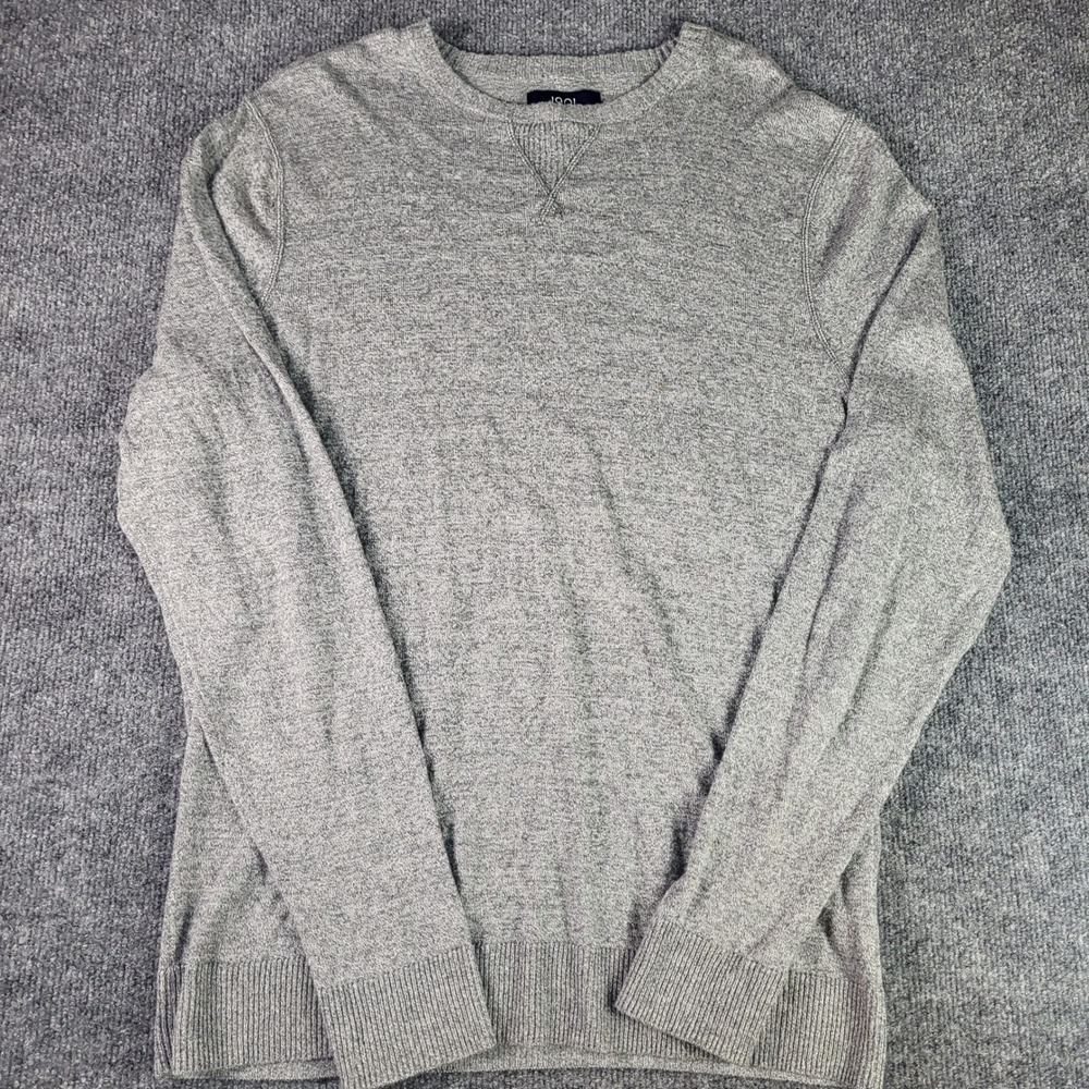 1901 Mens Gray Cotton Cashmere Blend Crewneck Sweater Medium Heathered